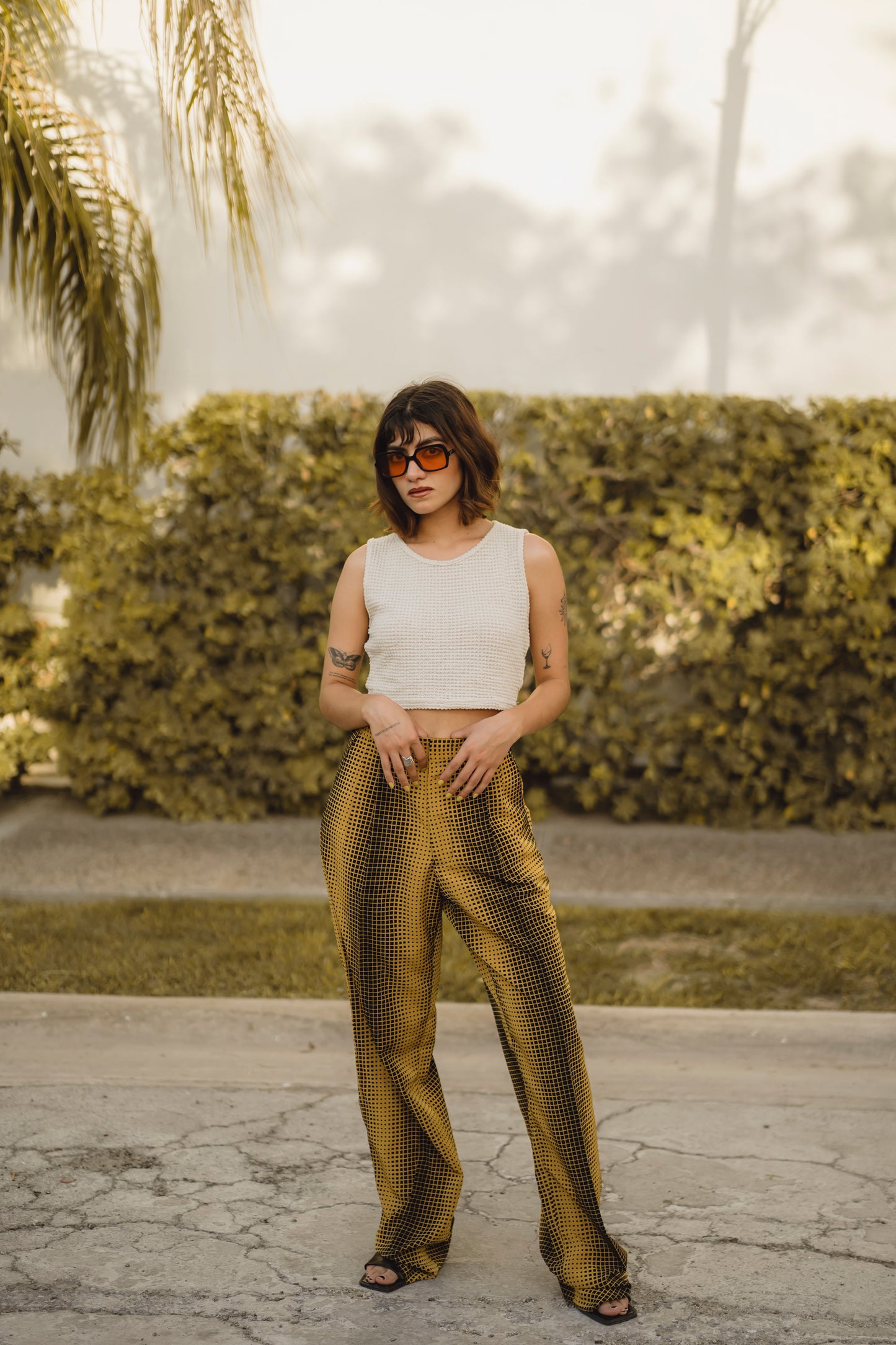 Pantalón amarillo de cuadros