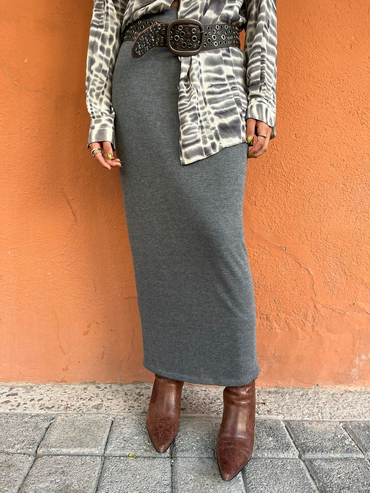 Falda de algodón gris