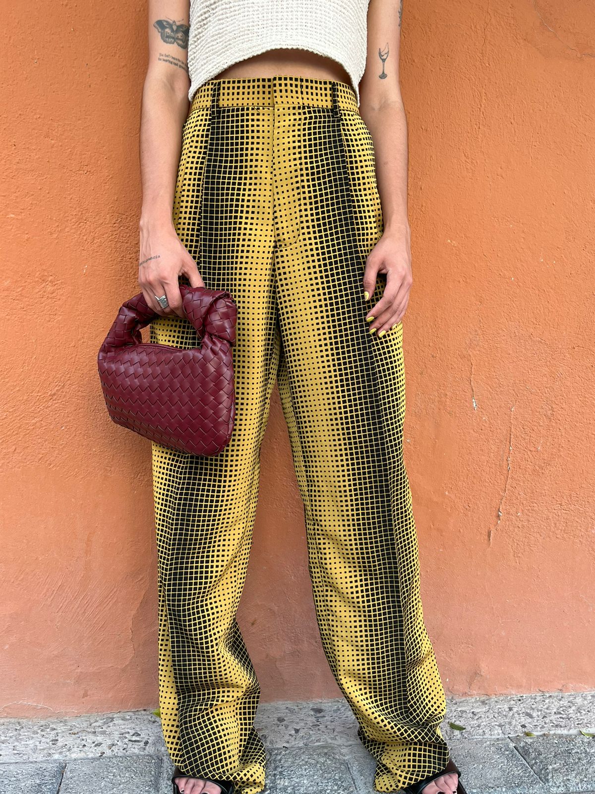 Pantalón amarillo de cuadros