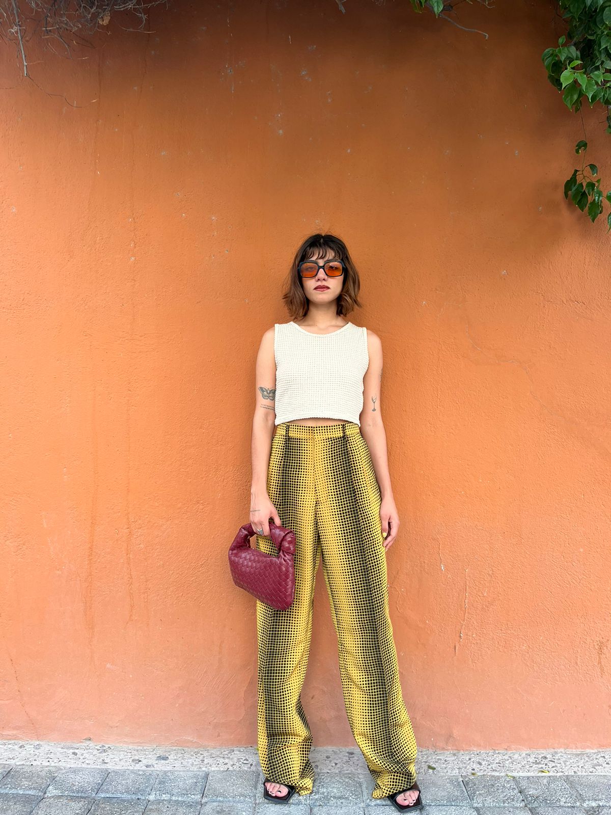 Pantalón amarillo de cuadros