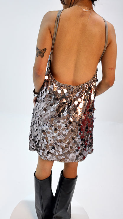 Vestido lentejuelas plateado