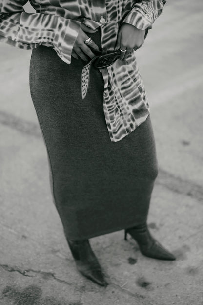 Falda de algodón gris